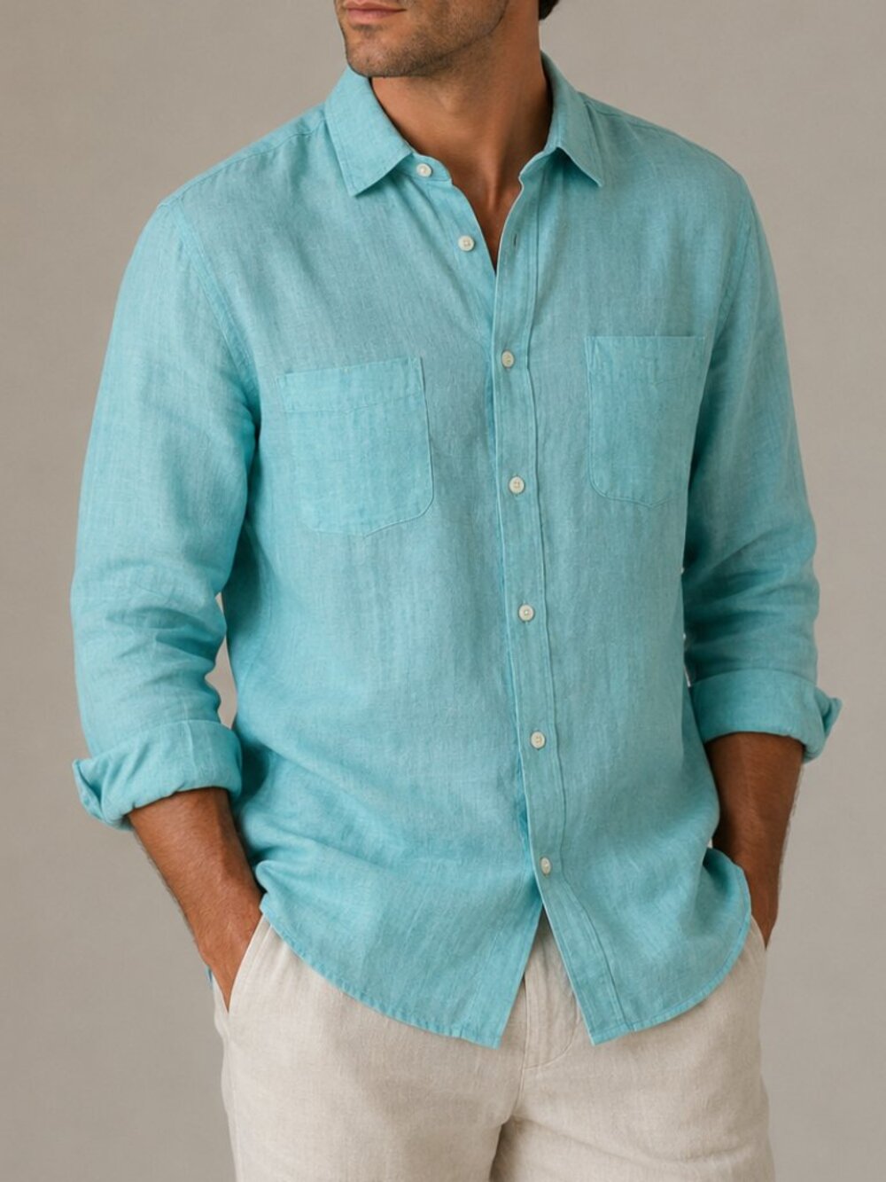 Charter Club Men Teal Blue Button Down Collared Long Sleeves Size XS NEW